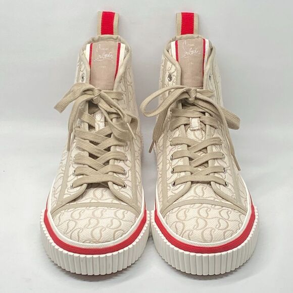 Christian Louboutin Pedro Cl Jacquard High-Top Sneakers size 42/us size 9 - Picture 4 of 15